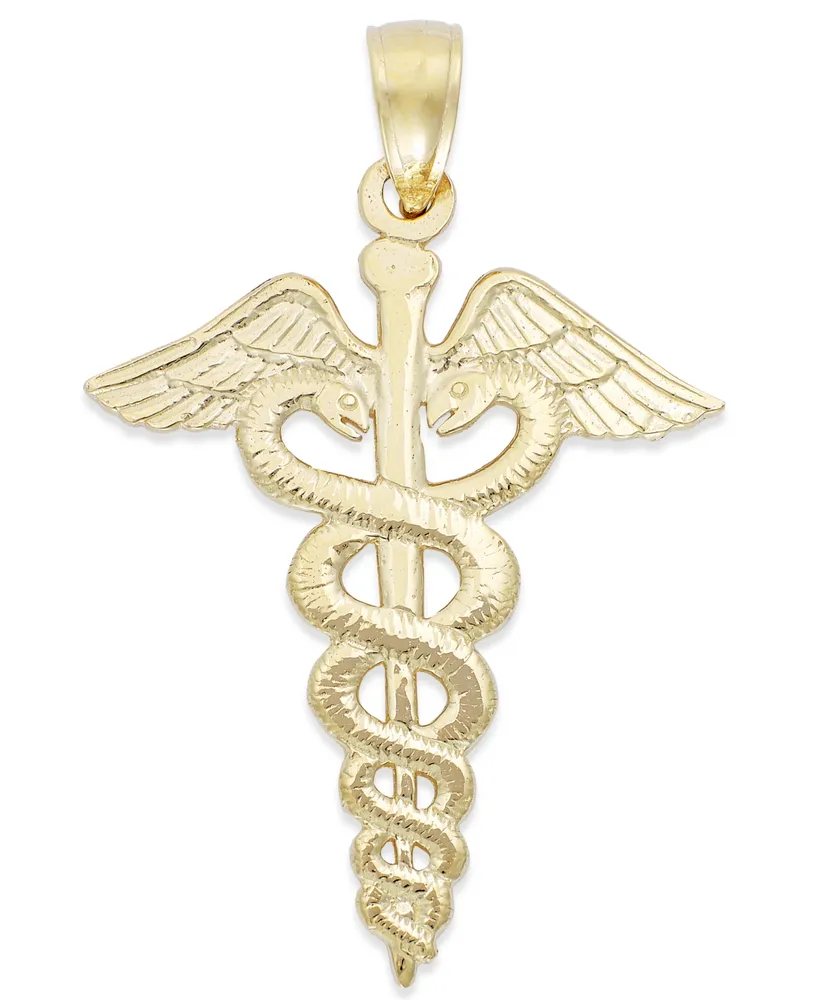 Caduceus Charm in 14k Gold