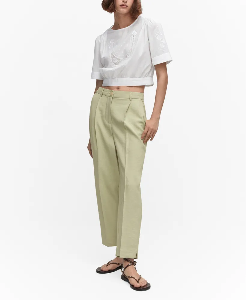 Pleat straight trousers