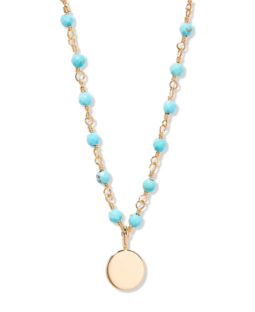 brook & york "14k Gold" Key Turquoise Bead Pendant Necklace