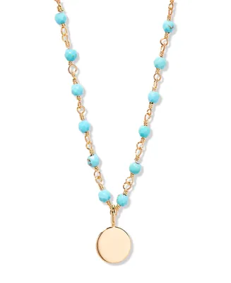 brook & york "14k Gold" Key Turquoise Bead Pendant Necklace