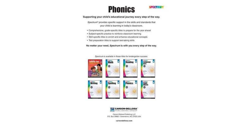 Spectrum Phonics, Grade K by Spectrum Compiler