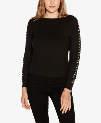 Belldini Black Label Women's Embellished Boatneck Sweater