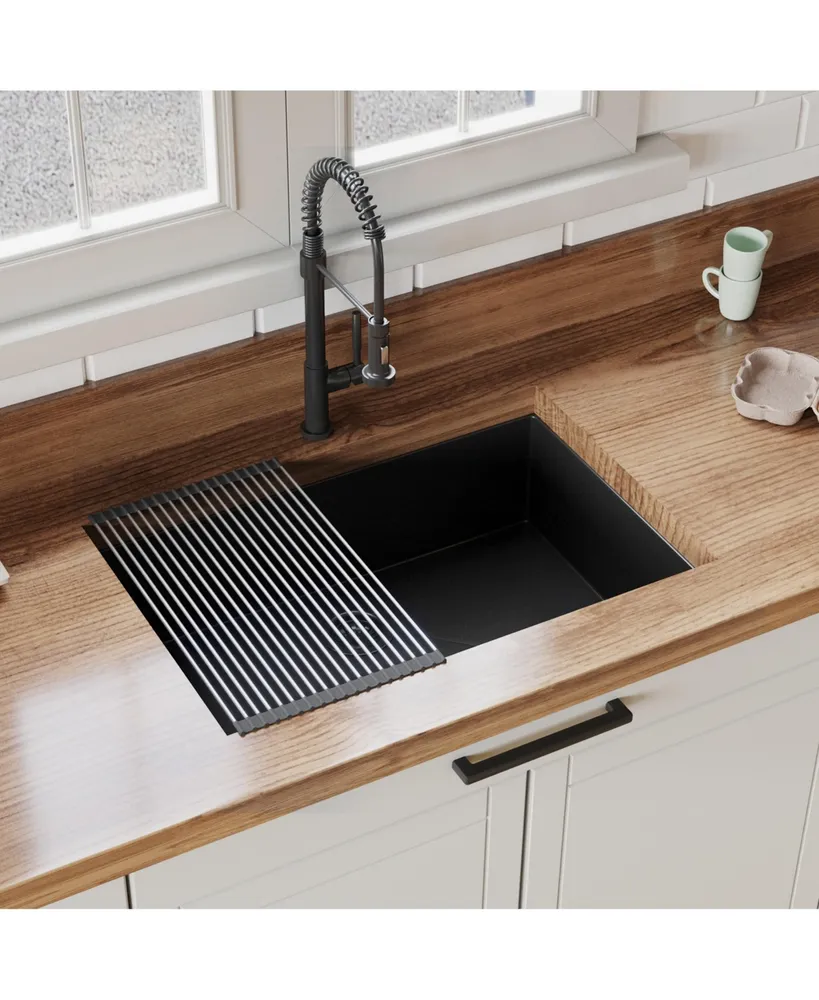 Single Bowl Kitchen Sink Metal Black