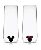 JoyJolt Disney Mickey & Minnie 3D Icon Tall Glasses, Set of 2