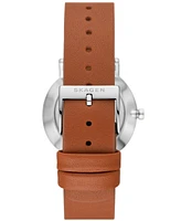 Skagen Women's Kuppel Lille Quartz Three Hand Brown Leather Watch, 32mm