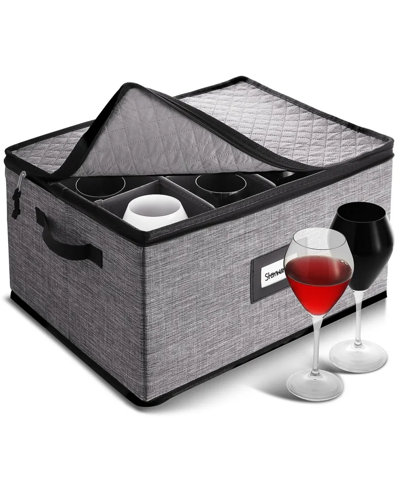 Hard Shell Stemware Storage Case for Wine Glasses - Holds 12 Glasses