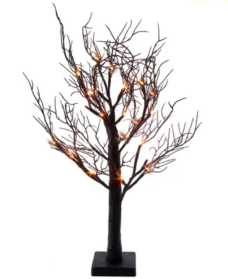 Kurt Adler 2' Battery-Operated Orange Led Black Glitter Table Piece Tree