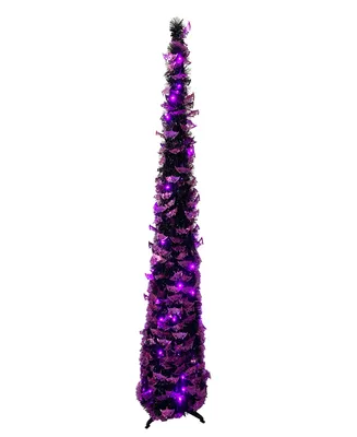 Kurt Adler 5.5' Pre-Lit Purple and Black Collapsible Tree