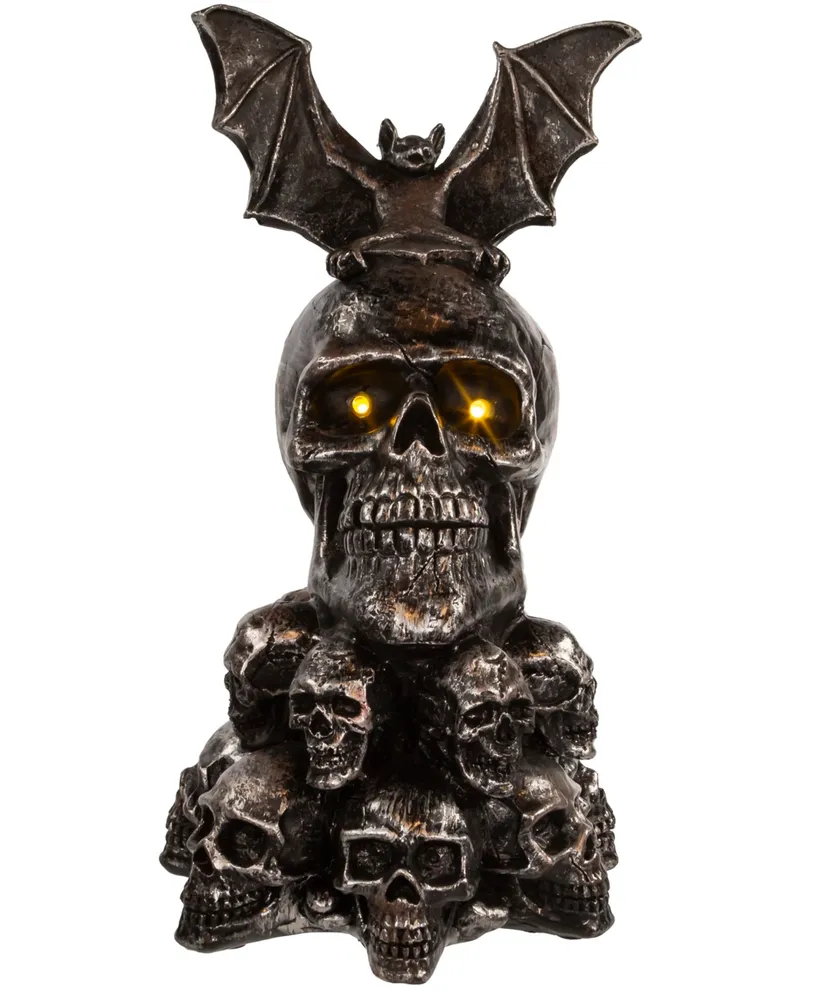 Kurt Adler 11.5" Battery-Operated Bat on Skull Table Piece