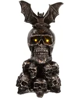 Kurt Adler 11.5" Battery-Operated Bat on Skull Table Piece