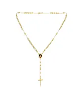 Bling Jewelry Catholic Christian Prayer Rosario Ball Beads Cross Catholic Scared Heart of Jesus Rosary Beads Necklace For Women 18K Gold Plated Brass