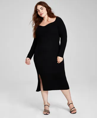 And Now This Trendy Plus Size Ribbed Side-Slit Dress