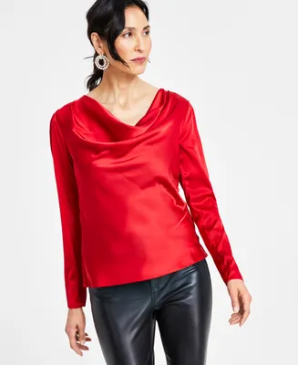 I.n.c. International Concepts Women's Cowl Neck Long-Sleeve Blouse, Created for Macy's