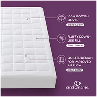 Circles Home Circleshome Ultra-Plush Down Alternative Cotton Top Mattress Pad White Queen