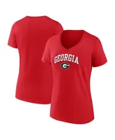 Women's Fanatics Red Georgia Bulldogs Evergreen Campus V-Neck T-shirt