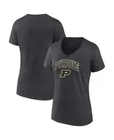 Women's Fanatics Heather Charcoal Purdue Boilermakers Evergreen Campus V-Neck T-shirt