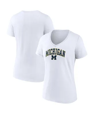 Women's Fanatics White Michigan Wolverines Evergreen Campus V-Neck T-shirt