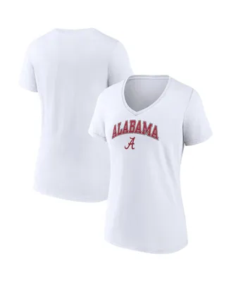 Women's Fanatics White Alabama Crimson Tide Evergreen Campus V-Neck T-shirt