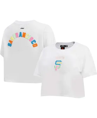 Women's Pro Standard White San Francisco Giants Washed Neon Cropped Boxy T-shirt