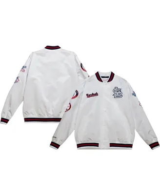 Men's Mitchell & Ness White St. Louis Cardinals City Collection Satin Full-Snap Varsity Jacket