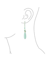 Bling Jewelry Boho Wire Wrap Cluster Bead Accent Elongated Fish Hook Soft Mint Light Green Natural Amazonite Long Teardrop Chandelier Dangle Earrings