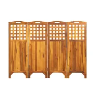 vidaXL 4-Panel Room Divider 63.4"x0.8"x47.2" Solid Acacia Wood