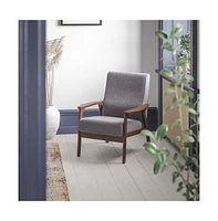 Langmore Upholstered Mid-Century Modern Arm Chair With Wood Frame