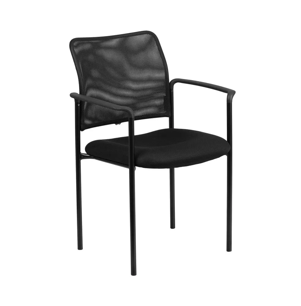 Emma+Oliver Mesh Comfortable Stackable Steel Side Chair With Arms