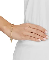 Polished & Textured Paperclip Link Bracelet in 14k Gold