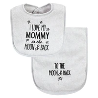 Hudson Baby Baby Boys Hudson Unisex Cotton Terry Bib and Burp Cloth Set, Mom Dad Moon And Back