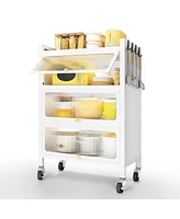 Mega Casa 3 Door Accent Cabinet, 4 Tier Kitchen Organizer Shelf, White