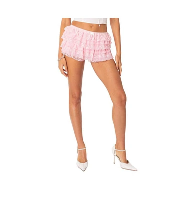 Women's Unicorn Layered Ruffle Shorts