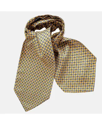 Elizabetta Men's Corbara - Silk Ascot Cravat Tie for Men - Yellow