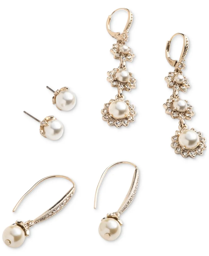 Marchesa Gold-Tone Imitation Pearl Stud Earrings