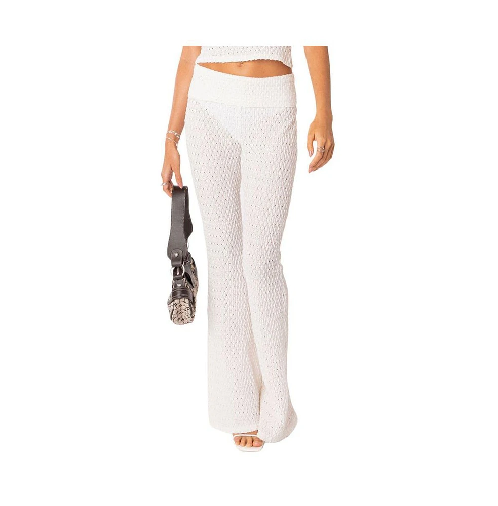 Women's Amalia Textured Knit Fold Over Pants