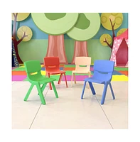 4 Pack Plastic Stackable Pre-k/School Chairs With 10.5"H Seat