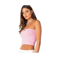 Women's Strapless Crop Top With Small Belt On Bust