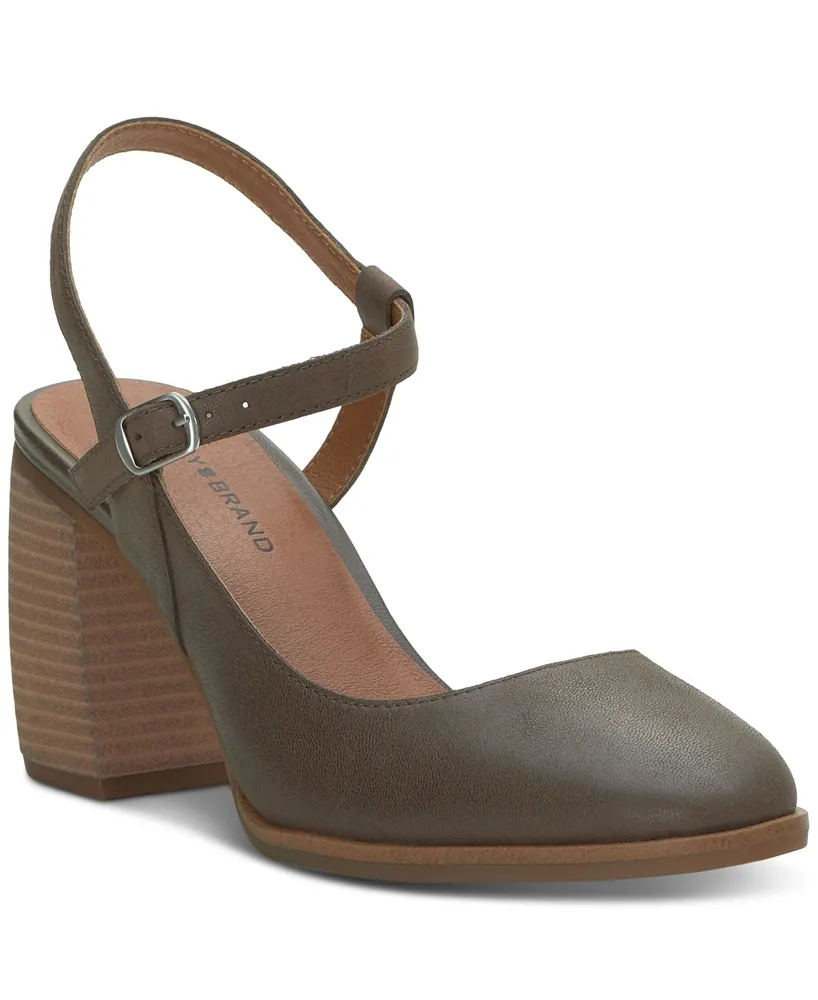 Lucky Brand Women's Xarissa Ankle-Strap Asymmetrical Block Heel Pumps