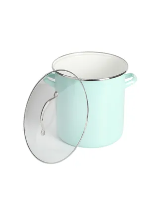 Martha Stewart Collection Thayer Enamel On Steel 12 Quart Stock Pot with Metal Lid