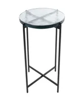 Rosemary Lane Metal With Textured Glass Tabletop X Shaped Accent Table Collection