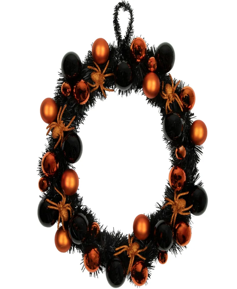 Spiders and Ornaments Halloween Wreath, 18" Unlit