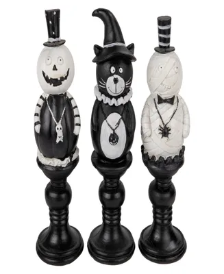 Set of 3 Halloween Candlestick Decorations, 8.25"