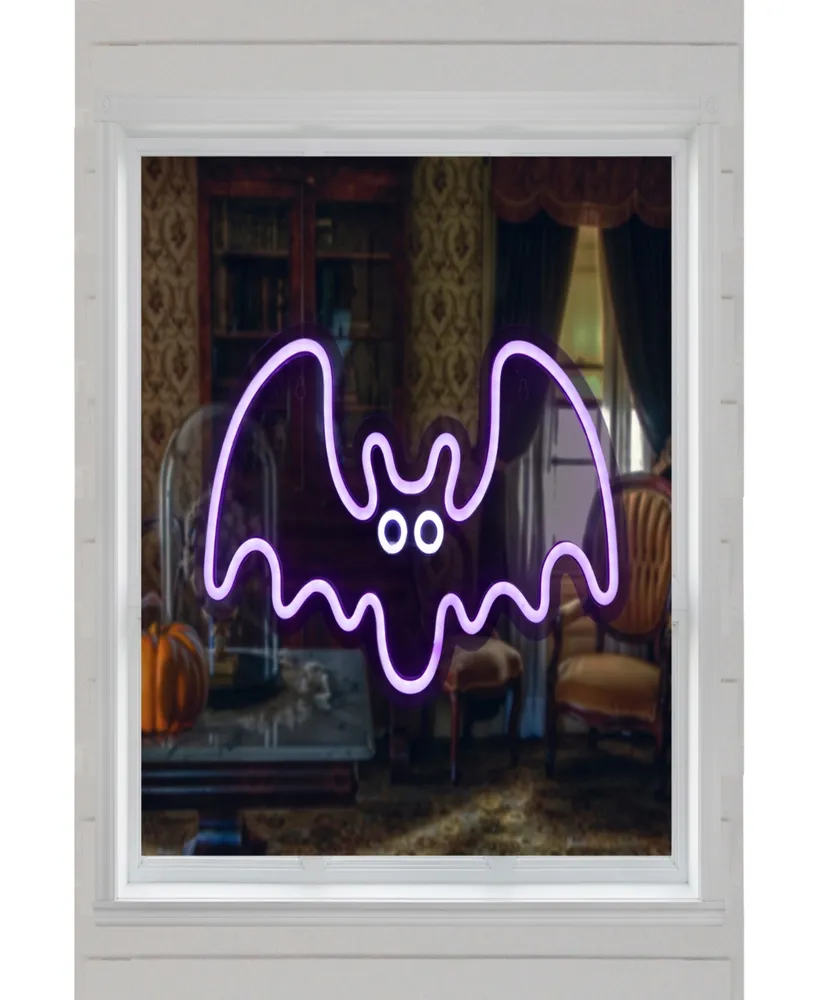 15" Led Lighted Neon Style Bat Halloween Window Silhouette