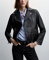 Mango Women's Leather Biker Jacket