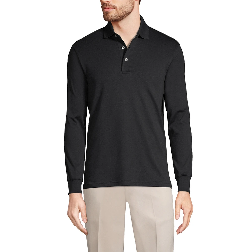 Lands' End Men's Long Sleeve Cotton Supima Polo Shirt