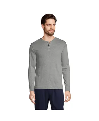 Lands' End Men's Knit Rib Pajama Henley T-Shirt