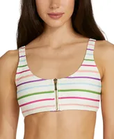 Kate Spade New York Women's Striped Zip-Front Bikini Top