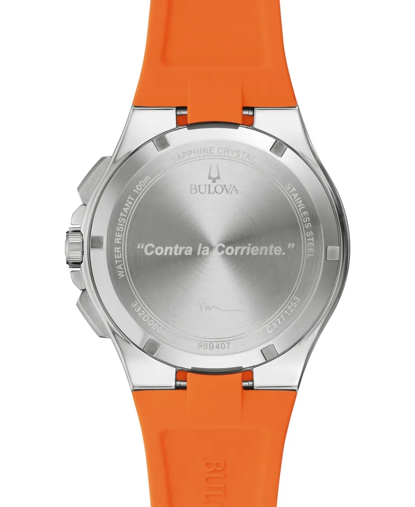 Bulova Men's Chronograph Marc Anthony Maquina Orange Silicone Strap Watch 46mm