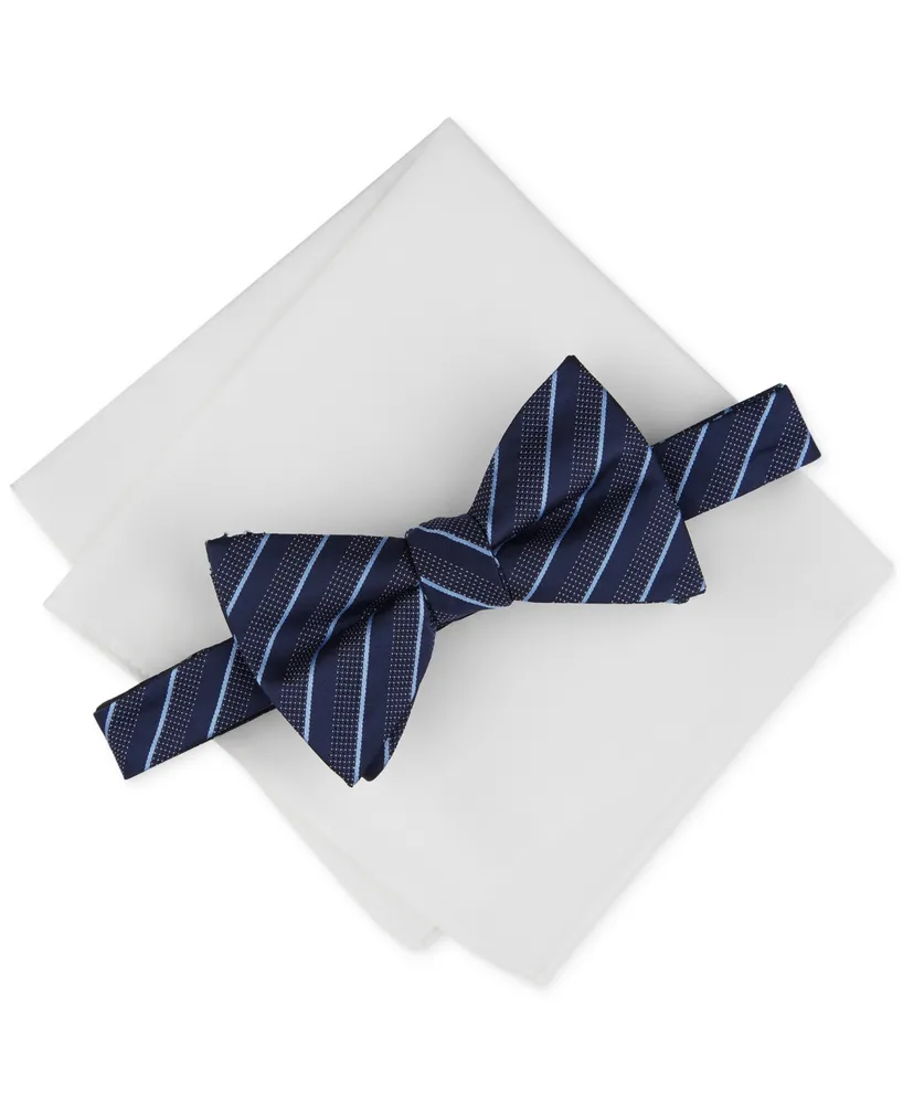 Alfani Men's Vinton Stripe Bow Tie & Pocket Square Set, Created for Macy's