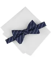 Alfani Men's Vinton Stripe Bow Tie & Pocket Square Set, Created for Macy's
